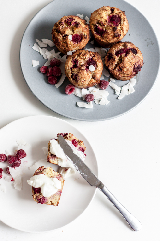Raspberry Coconut Oat Muffins